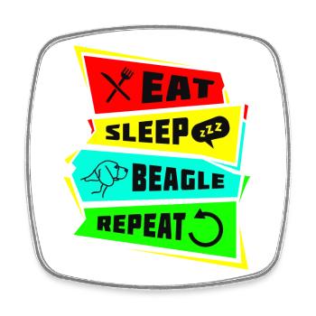 Eat Sleep Beagle Repeat - Magnet carré - blanc - Devant