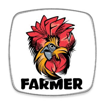 Ferme fermière Rooster Farm Couleurs Illustration Logo - Magnet carré - blanc - Devant