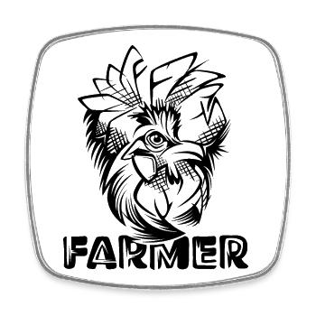 Farmer Bauernhof Hahn Symbol Tattoo Illustration - Viereckiger Kühlschrankmagnet - Weiß - Vorne