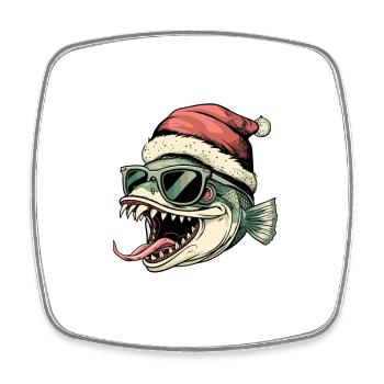 Piranha Poisson Noël Drôle - Magnet carré - blanc - Devant