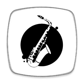 Saxophone - Magnet carré - blanc - Devant