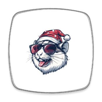 Hamster Christmas Funny - Square fridge magnet - white - Front