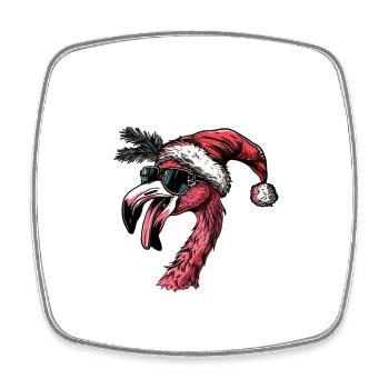 Flamingo Christmas Funny - Square fridge magnet - white - Front