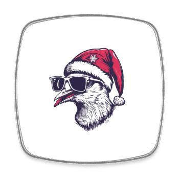 Colombe oiseau Noël drôle - Magnet carré - blanc - Devant