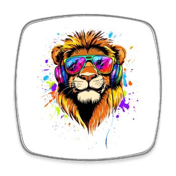 Lion Big Cat Lion's Mane Lions Love Wild Lions - Square fridge magnet - white - Front
