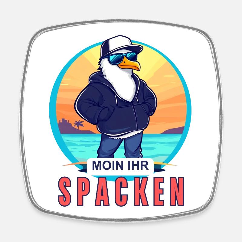 MOIN IHR SPACKEN! - Viereckiger Kühlschrankmagnet - Weiß