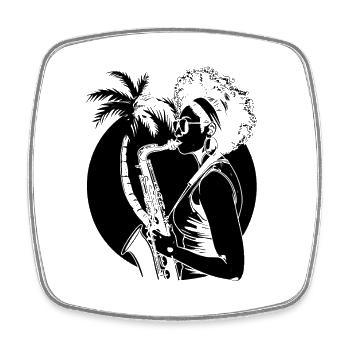 Saxophoniste - Magnet carré - blanc - Devant
