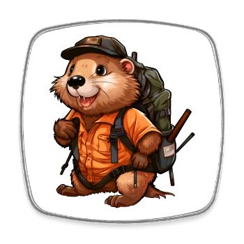 Castor Mountaineer / Randonnée Beaver - Magnet carré - blanc - Devant