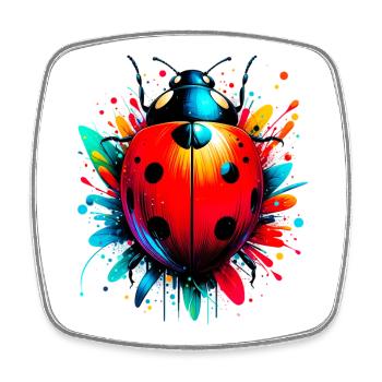 Coccinelle - Magnet carré - blanc - Devant