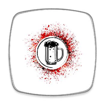 Chope à bière Verre à bière - Magnet carré - blanc - Devant