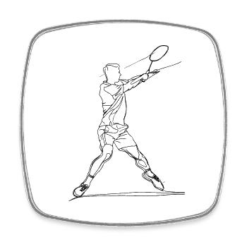 Dessin d’un joueur de badminton - Magnet carré - blanc - Devant