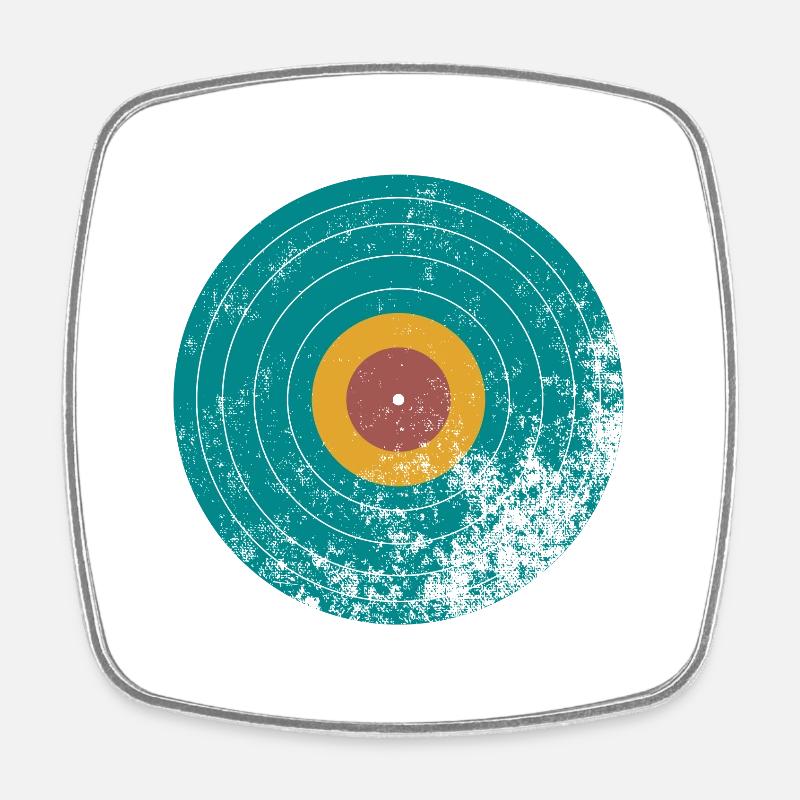 Vintage Retro Vinyl Record - Square fridge magnet - white
