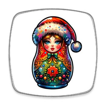 Russische Matroschka Weihnachten Russland - Viereckiger Kühlschrankmagnet - Weiß - Vorne