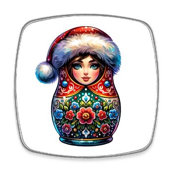 Matriochka russe Noël Russie - Magnet carré - blanc - Devant