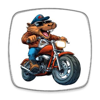 Moto Beaver - Magnet carré - blanc - Devant