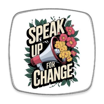 Speak Up for Change Floral Activism Design - Viereckiger Kühlschrankmagnet - Weiß - Vorne