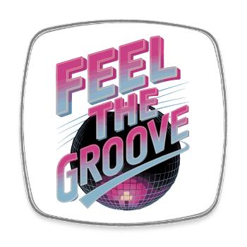 Feel the Groove Retro Disco Dance Vibes - Square fridge magnet - white - Front