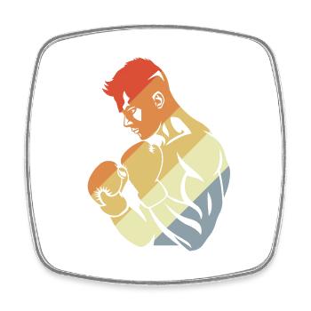 Retro Boxer - Viereckiger Kühlschrankmagnet - Weiß - Vorne