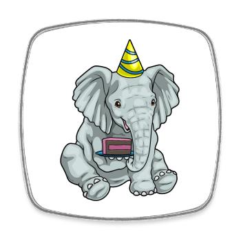Elefant Geburtstag Kuchen - Viereckiger Kühlschrankmagnet - Weiß - Vorne