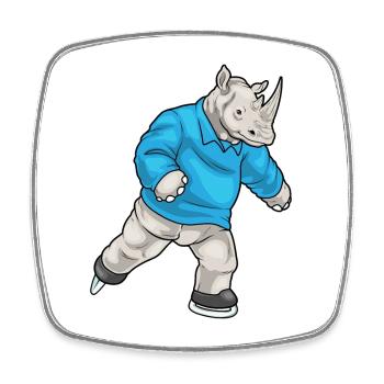 Rhino Patinage sur glace Patins à glace - Magnet carré - blanc - Devant
