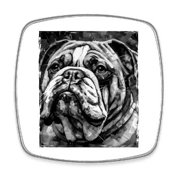 Portrait de chien bouledogue - Magnet carré - blanc - Devant