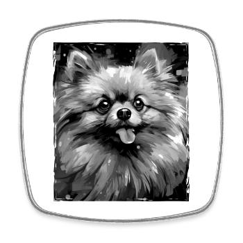 Pomeranian Hund Porträt - Viereckiger Kühlschrankmagnet - Weiß - Vorne