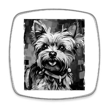 Yorkshire Terrier Hund Porträt - Viereckiger Kühlschrankmagnet - Weiß - Vorne