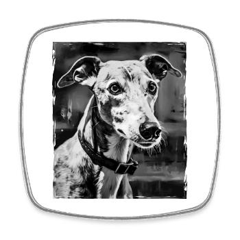 Greyhound Hund Porträt - Viereckiger Kühlschrankmagnet - Weiß - Vorne