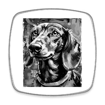 Dachshund Hund Porträt Dackel - Viereckiger Kühlschrankmagnet - Weiß - Vorne