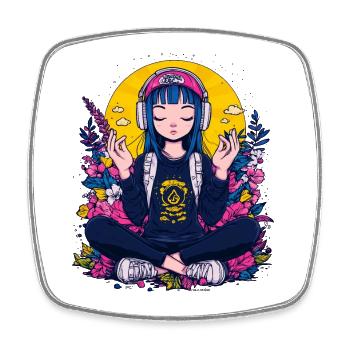 Chilled girl - Square fridge magnet - white - Front