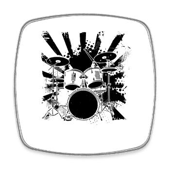 Percussion - Magnet carré - blanc - Devant