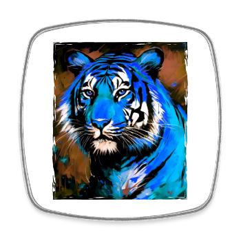 Portrait de tigre - Magnet carré - blanc - Devant