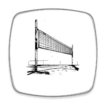 Croquis de filet de volley-ball - Magnet carré - blanc - Devant