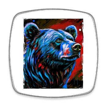 Portrait d’ours - Magnet carré - blanc - Devant