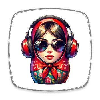 Russian Matroschka Musik Russland Russische - Viereckiger Kühlschrankmagnet - Weiß - Vorne