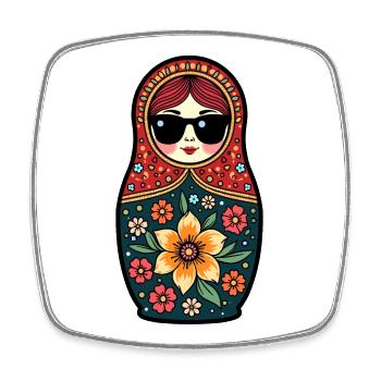 Russian Girl! Matroschka Russisch Sonnenbrille - Viereckiger Kühlschrankmagnet - Weiß - Vorne