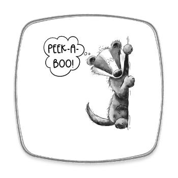 Peek-A-Boo Badger Cartoon Animal Motif Woodland Animal - Square fridge magnet - white - Front