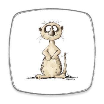 Droll Meerkat I Animaux sauvages Motif Animalier - Magnet carré - blanc - Devant