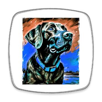 Labrador Hund Porträt - Viereckiger Kühlschrankmagnet - Weiß - Vorne