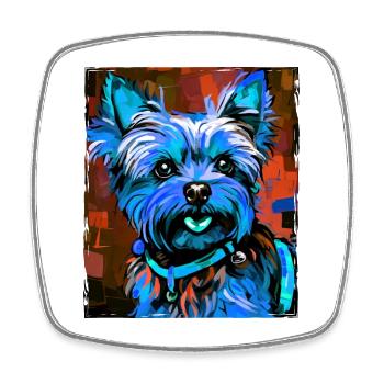 Yorkshire Terrier Hund Porträt - Viereckiger Kühlschrankmagnet - Weiß - Vorne