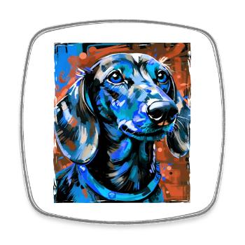 Dachshund Dog Portrait Dachshund - Square fridge magnet - white - Front