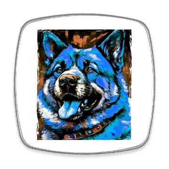 Akita Hund Porträt - Viereckiger Kühlschrankmagnet - Weiß - Vorne