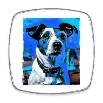 Jack Russel Terrier Hund Porträt - Viereckiger Kühlschrankmagnet - Weiß - Vorne