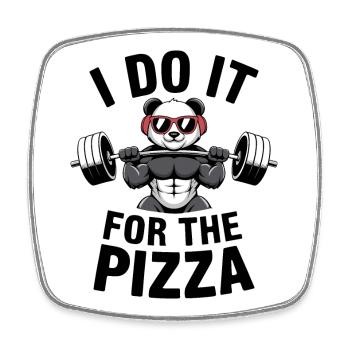 I Do It For The Pizza Langhantel Bodybuilder - Viereckiger Kühlschrankmagnet - Weiß - Vorne