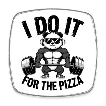 I Do It For The Pizza Barbell Bodybuilder - Square fridge magnet - white - Front