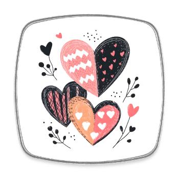 Herzen Herzmuster Valentinstag Liebe Geschenk - Viereckiger Kühlschrankmagnet - Weiß - Vorne