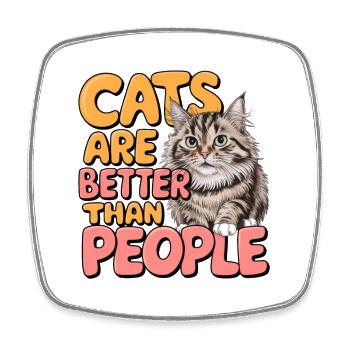 Lustiges Katzen-Motiv mit Statement für Katzenfan - Viereckiger Kühlschrankmagnet - Weiß - Vorne
