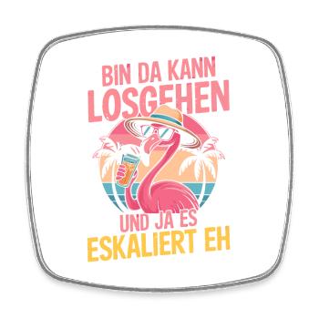 Party Flamingo Sommer Spruch Bin da kannlosgehen - Viereckiger Kühlschrankmagnet - Weiß - Vorne