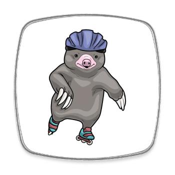 Mole Inline skating Inline skates - Square fridge magnet - white - Front