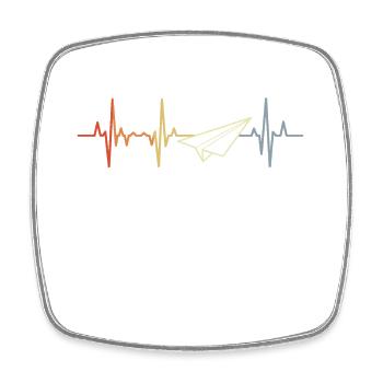 Paper airplane heart rate - Square fridge magnet - white - Front